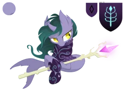 Size: 3000x2207 | Tagged: armor, artist:equestria-prevails, derpibooru import, hippocampus, insignia, merpony, oc, original species, safe, simple background, solo, staff, transparent background, unnamed oc, unofficial characters only