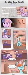 Size: 1800x4722 | Tagged: artist:cat4lyst, comic, derpibooru import, magical lesbian spawn, my little pony genesis, oc, oc:glitter sparkle, offspring, parent:pinkie pie, parents:twinkie, parent:twilight sparkle, safe, unofficial characters only