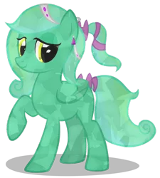 Size: 848x941 | Tagged: safe, artist:mlp-scribbles, derpibooru import, oc, unofficial characters only, pegasus, pony, bow, crystallized, ear piercing, hair ornament, piercing, ribbon, solo, tail bow