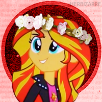 Size: 200x200 | Tagged: safe, derpibooru import, sunset shimmer, equestria girls, floral head wreath, icon, solo