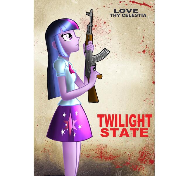 Size: 3112x2905 | Tagged: safe, artist:diebro210, derpibooru import, twilight sparkle, equestria girls, ak-47, akm, gun, no trigger discipline, rifle, solo, weapon