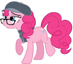 Size: 2333x2033 | Tagged: artist:stainless33, cap, clothes, derpibooru import, flat cap, glasses, hat, hipster, pinkie pie, safe, scarf, simple background, solo, transparent background, vector