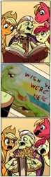 Size: 332x1134 | Tagged: suggestive, artist:thexiiilightning, derpibooru import, edit, idw, apple bloom, applejack, big macintosh, granny smith, earth pony, pony, beach, bedroom eyes, blushing, braid, comic, male, photo, photo album, photo album meme, pinup, plot, postcard, stallion, young granny smith