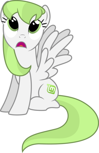 Size: 3339x5147 | Tagged: safe, artist:zee66, derpibooru import, oc, ponified, unofficial characters only, pegasus, pony, female, linux, linux mint, mare, os pony, recolor, simple background, sitting, solo, transparent background, vector