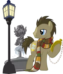 Size: 2500x2935 | Tagged: artist:vector-brony, derpibooru import, doctor who, doctor whooves, fountain, idw, safe, solo, statue, time turner, weeping angel