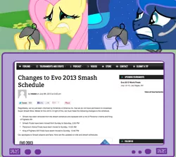 Size: 1126x1000 | Tagged: derpibooru import, evo 2013, exploitable meme, fluttercry, fluttershy, gamer luna, gamer meme, meme, nintendo, obligatory pony, princess luna, sad, safe, super smash bros. melee, tv meme