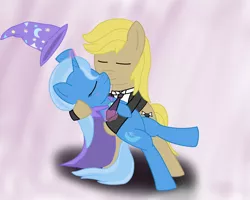 Size: 1280x1024 | Tagged: safe, artist:askspikeywikeyontumbler, derpibooru import, trixie, oc, canon x oc, dancing, female, imminent kissing, male, shipping, straight