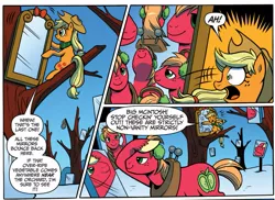 Size: 1009x733 | Tagged: safe, derpibooru import, idw, applejack, big macintosh, earth pony, pony, idw micro series, spoiler:comic, spoiler:comicm06, brother and sister, comic, cropped, duo, female, male, mare, mirror, official comic, siblings, speech bubble, stallion, vanity