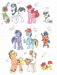 Size: 1795x2365 | Tagged: safe, artist:frankilew, derpibooru import, apple bloom, applejack, fluttershy, pinkie pie, rainbow dash, rarity, scootaloo, spike, sweetie belle, twilight sparkle, twilight sparkle (alicorn), dragon, earth pony, pegasus, pony, unicorn, applebuck, applejack (male), barb, bubble berry, butterscotch, cutie mark crusaders, dusk shine, elusive, glowing horn, horn, looking up, magic, mane seven, mane six, paintbrush, rainbow blitz, rule 63, scooteroll, silver bell, telekinesis, traditional art