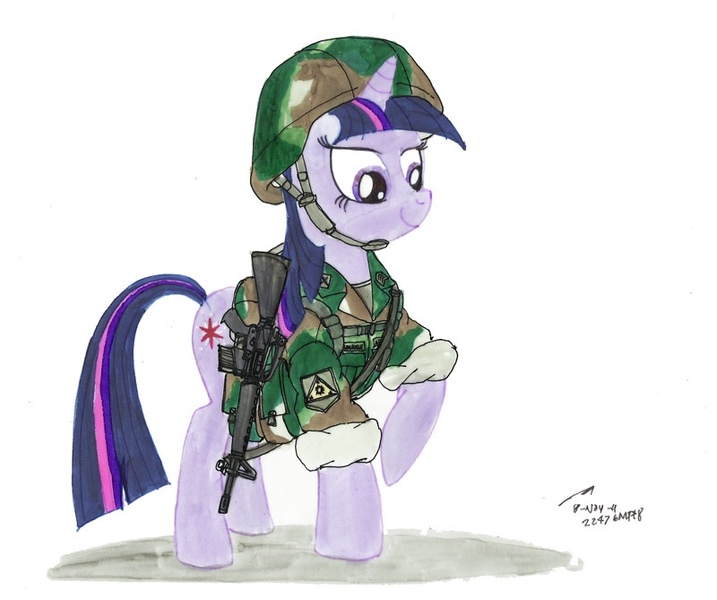 Size: 800x669 | Tagged: artist:buckweiser, derpibooru import, gun, m16, m16a1, military, rifle, safe, solo, twilight sparkle, vietnam war, weapon