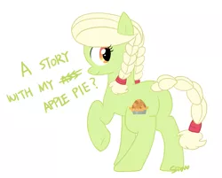 Size: 1077x868 | Tagged: artist:sion, derpibooru import, female, granny smith, plot, solo, solo female, suggestive, vulgar, younger, young granny smith