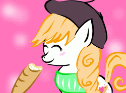 Size: 720x534 | Tagged: animated, artist:mlpmaconmixx, baguette, blushing, bread, clothes, derpibooru import, eating, food, oc, safe, sweater, unofficial characters only