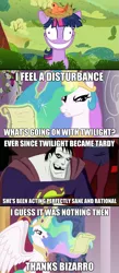 Size: 511x1170 | Tagged: safe, derpibooru import, edit, edited screencap, screencap, constance, princess celestia, twilight sparkle, alicorn, bird, pony, lesson zero, the crystal empire, bizarro, comic, derplestia, ethereal mane, female, idiot, image macro, intro, mare, oof, screencap comic, spread wings, superman, twilight snapple, wings