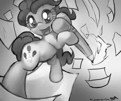 Size: 1280x1067 | Tagged: artist:surgicalarts, derpibooru import, jumped-out-pinkieanswers, paper, pencil, pinkie pie, safe, solo, thepinkling