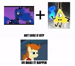 Size: 709x624 | Tagged: bill cipher, derpibooru import, dreamscaperers, exploitable meme, futurama, gravity falls, make it happen, meme, meta, otp, philip j. fry, ponified, princess luna, safe