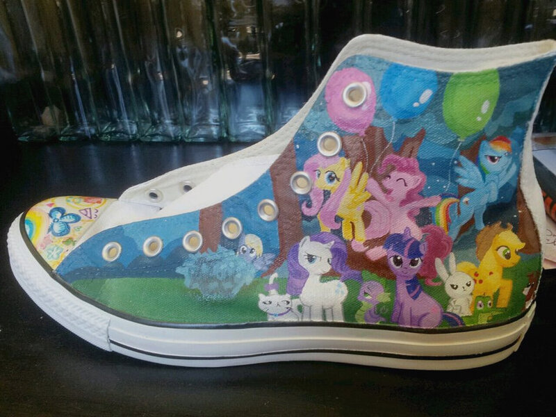 Size: 900x675 | Tagged: safe, artist:gamergirl84244, derpibooru import, applejack, derpy hooves, fluttershy, gummy, pinkie pie, rainbow dash, rarity, twilight sparkle, pegasus, pony, balloon, converse, female, mare, photo, shoes