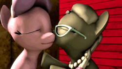 Size: 448x252 | Tagged: safe, artist:twily404, derpibooru import, diamond tiara, silver spoon, 3d, animated, eyes closed, female, glasses, kissing, lesbian, making out, open mouth, shipping, silvertiara, smiling, source filmmaker, tongue out, video at source, youtube link