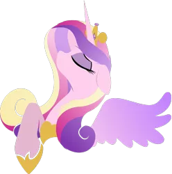 Size: 1073x1080 | Tagged: safe, artist:rariedash, derpibooru import, princess cadance, alicorn, pony, bust, eyes closed, female, floppy ears, hooves, horn, lineless, mare, portrait, profile, simple background, solo, transparent background, vector, wings