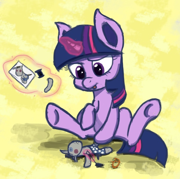 Size: 1400x1394 | Tagged: safe, artist:cezzlo, derpibooru import, smarty pants, twilight sparkle, filly, filly twilight sparkle, magic, sitting, solo, younger