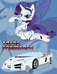 Size: 983x1280 | Tagged: safe, artist:mr-sukhoi, artist:raptorsr, derpibooru import, rarity, pony, robot, robot pony, car, crossover, hypercar, lamborghini, lamborghini veneno, solo, supercar, transformers