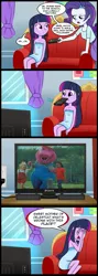 Size: 713x2000 | Tagged: safe, artist:madmax, derpibooru import, edit, rarity, twilight sparkle, human, equestria girls, barney, comic, exploitable meme, funny, meme, obligatory pony, tv meme, what's wrong with this place
