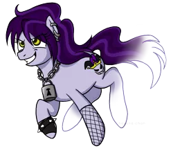 Size: 936x828 | Tagged: artist:hasana-chan, chains, derpibooru import, earring, fishnets, lock, monster high, ponified, pranky gheist, safe, simple background, solo, transparent background