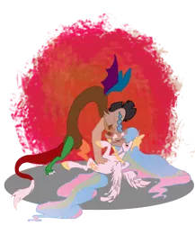 Size: 2000x2300 | Tagged: dead source, safe, artist:frankilew, derpibooru import, discord, princess celestia, dislestia, female, kissing, male, shipping, straight