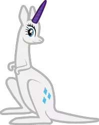 Size: 1057x1344 | Tagged: derpibooru import, forced meme, kangaroo, kangaroonicorn, meme, missing pouch, rarity, safe, solo, species swap, wat