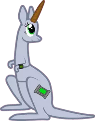 Size: 1057x1344 | Tagged: cutie mark, derpibooru import, fallout equestria, female, forced meme, kangaroo, kangaroonicorn, meme, oc, oc:littlepip, pipbuck, safe, simple background, solo, species swap, transparent background, unofficial characters only, wat