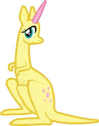 Size: 1057x1344 | Tagged: crotchboobs, derpibooru import, fluttershy, forced meme, kangaroo, kangaroonicorn, meme, pouch, safe, solo, wat