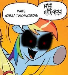 Size: 334x366 | Tagged: derpibooru import, exploitable meme, he comes, meme, rainbow dash, semi-grimdark, two words meme, zalgo