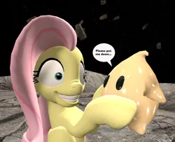 Size: 948x768 | Tagged: 3d, artist:pika-robo, crossover, derpibooru import, fluttershy, gmod, luma, safe, space, super mario bros., super mario galaxy