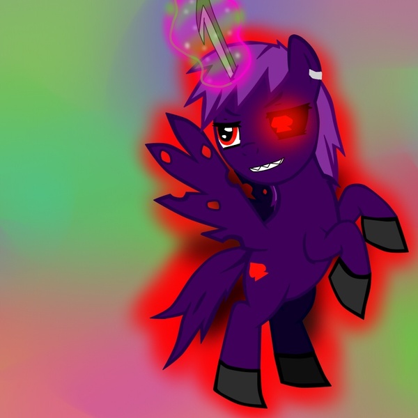 Size: 900x900 | Tagged: safe, artist:cheshirematsuba, derpibooru import, oc, ponified, unofficial characters only, alicorn, cyborg, pony, alicorn oc, cheshiresmile, magic, non-mlp oc, solo