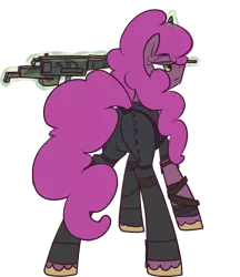 Size: 690x800 | Tagged: safe, artist:inlucidreverie, derpibooru import, oc, oc:paintblood, unofficial characters only, pony, unicorn, fallout equestria, clothes, gun, magic, male, simple background, solo, telekinesis, transparent background, trap