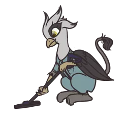 Size: 900x849 | Tagged: safe, artist:inlucidreverie, derpibooru import, oc, unofficial characters only, gryphon, fallout equestria, clothes, jumpsuit, simple background, solo, transparent background, vacuum cleaner