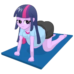 Size: 10800x10800 | Tagged: suggestive, artist:xniclord789x, derpibooru import, twilight sparkle, human, equestria girls, absurd resolution, all fours, bedroom eyes, bra, breasts, clothes, female, humanized, looking at you, pregnant, simple background, solo, solo female, sweat, teen pregnancy, transparent background, underwear