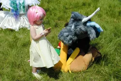 Size: 1280x857 | Tagged: colossalcon, convention, cosplay, derpibooru import, discord, fluttershy, fursuit, human, irl, irl human, photo, safe