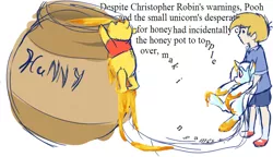 Size: 742x428 | Tagged: artist:celerypony, christopher robin, derpibooru import, honey, oc, oc:celery, safe, unofficial characters only, winnie the pooh