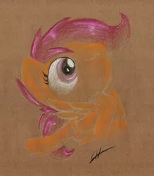 Size: 762x871 | Tagged: artist:getchanoodlewet, derpibooru import, safe, scootaloo, solo, traditional art