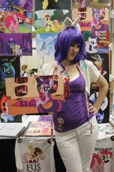 Size: 500x750 | Tagged: artist:drawponies, convention, cosplay, derpibooru import, human, irl, irl human, merchandise, photo, rarity, safe