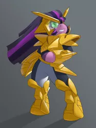 Size: 674x900 | Tagged: safe, artist:kevinsano, derpibooru import, twilight sparkle, pony, armor, bipedal, evoluder, guy shishioh, king of braves gaogaigar, parody, solo