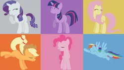 Size: 2048x1152 | Tagged: applejack, artist:hankovich, collage, derpibooru import, fluttershy, mane six, minimalist, pinkie pie, rainbow dash, rarity, safe, twilight sparkle, wallpaper