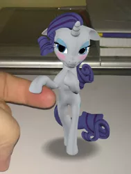 Size: 1024x1352 | Tagged: safe, artist:neros1990, derpibooru import, rarity, human, pony, 3d, bipedal, blushing, cute, floppy ears, gmod, hand, micro, ponies in real life, standing, tiny ponies