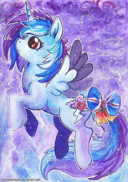 Size: 900x1273 | Tagged: safe, artist:pharaonenfuchs, derpibooru import, oc, oc:thunderlove, unofficial characters only, alicorn, pony, alicorn oc, solo, traditional art