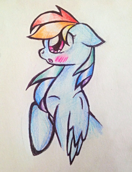 Size: 1024x1335 | Tagged: artist:technicolor-confetti, derpibooru import, rainbow dash, safe, solo, traditional art