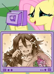 Size: 400x548 | Tagged: derpibooru import, disgaea, exploitable meme, fluttershy, happy fluttercry, meme, obligatory pony, safe, tv meme