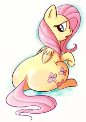 Size: 705x1000 | Tagged: artist:okiedokielowkey, artist:rustydooks, chubby, dead source, derpibooru import, fat, fattershy, fluttershy, impossibly large butt, plot, safe, solo, the ass was fat