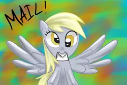 Size: 800x533 | Tagged: safe, artist:poisonicpen, derpibooru import, derpy hooves, pegasus, pony, female, letter, mail, mare, mouth hold, solo