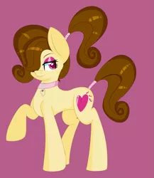 Size: 1663x1912 | Tagged: safe, artist:shelltoon, derpibooru import, oc, oc:heart throb, unofficial characters only, earth pony, pony, collar, eyeshadow, femboy, makeup, male, raised hoof, solo, tail wrap, trap