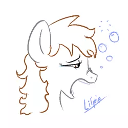 Size: 500x500 | Tagged: safe, artist:pashoo, deleted from derpibooru, derpibooru import, oc, oc:littlepip, unofficial characters only, pony, unicorn, fallout equestria, fanfic, bust, fanfic art, female, lineart, mare, open mouth, portrait, simple background, sleepy horse, solo, teeth, white background